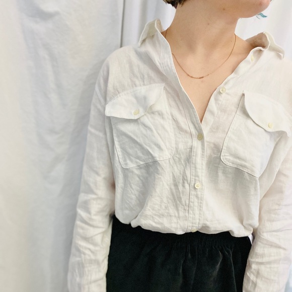 Ralph Lauren Tops - Ralph Lauren White Linen Button Up